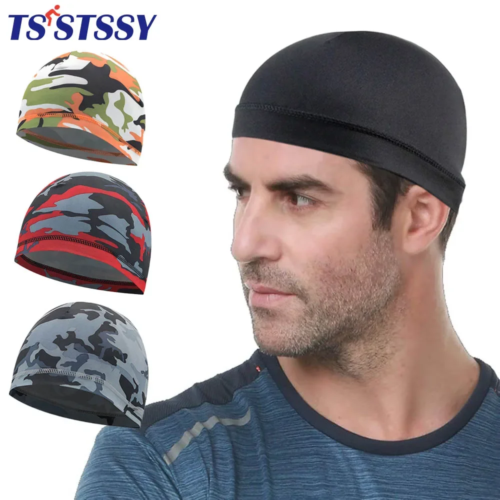 1Pcs Cooling Skull Cap Camo Liner Sweat Wicking Cap Lightweight Moisture Wicking Cycling Cap Running Head Cap for Men Women