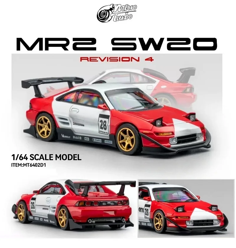 Micro Turbo 1:64 MR-2 SW20 REVISION 4 RedWhite #28 Diecast Model Car