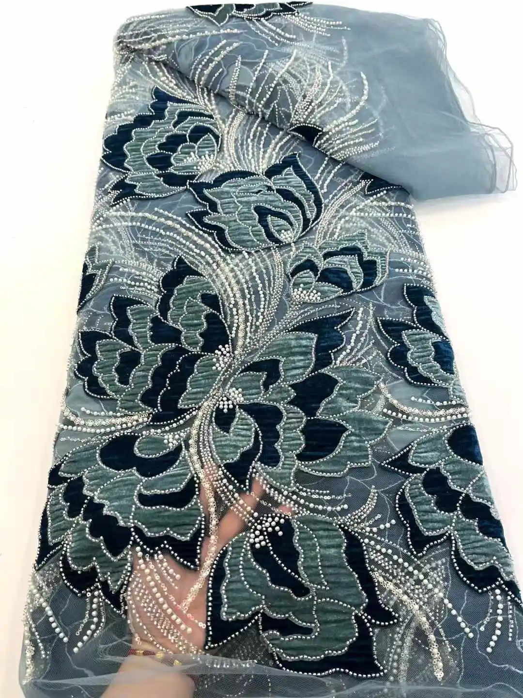 الأفريقي مطرز 2025 جودة عالية النيجيري المخملية مع اللؤلؤ الدانتيل الفرنسي تول أقمشة الدانتيل لخياطة فستان الحفلات