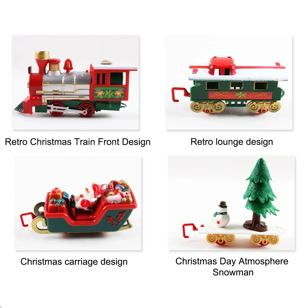 Electric Christmas Train Toys Railway Cars Racing Tracks With Music Santa Claus Christmas Tree Decoration Train Model Toys Gifts