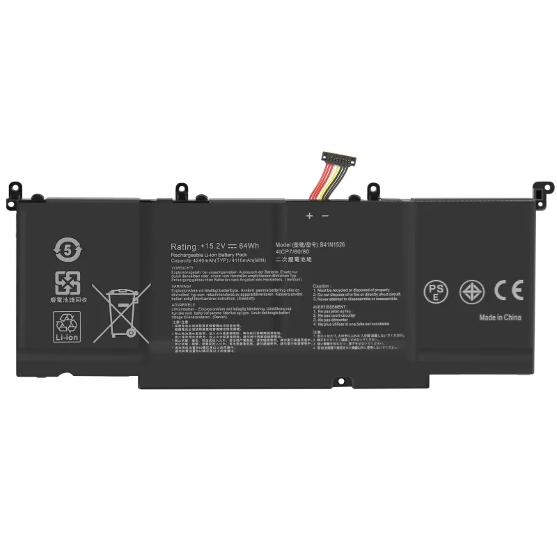 15.2V 64Wh B41N1526 Laptop Battery New for Asus FX502VM FX60VM FX502VM-AS73 FX502VM-FY361T ROG Strix GL502VT GL502VT-DS7 8 Cell