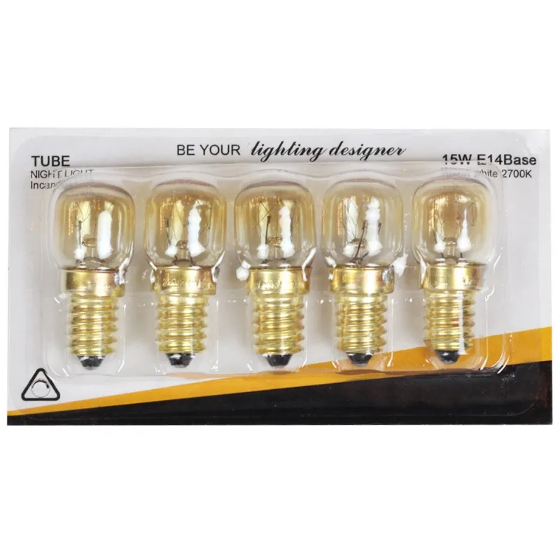 5pcs 220V E14 300 Degree High Temperature Resistant Microwave Oven Bulb Cooker Lighting Bulb 15W 25W  Gold Silver