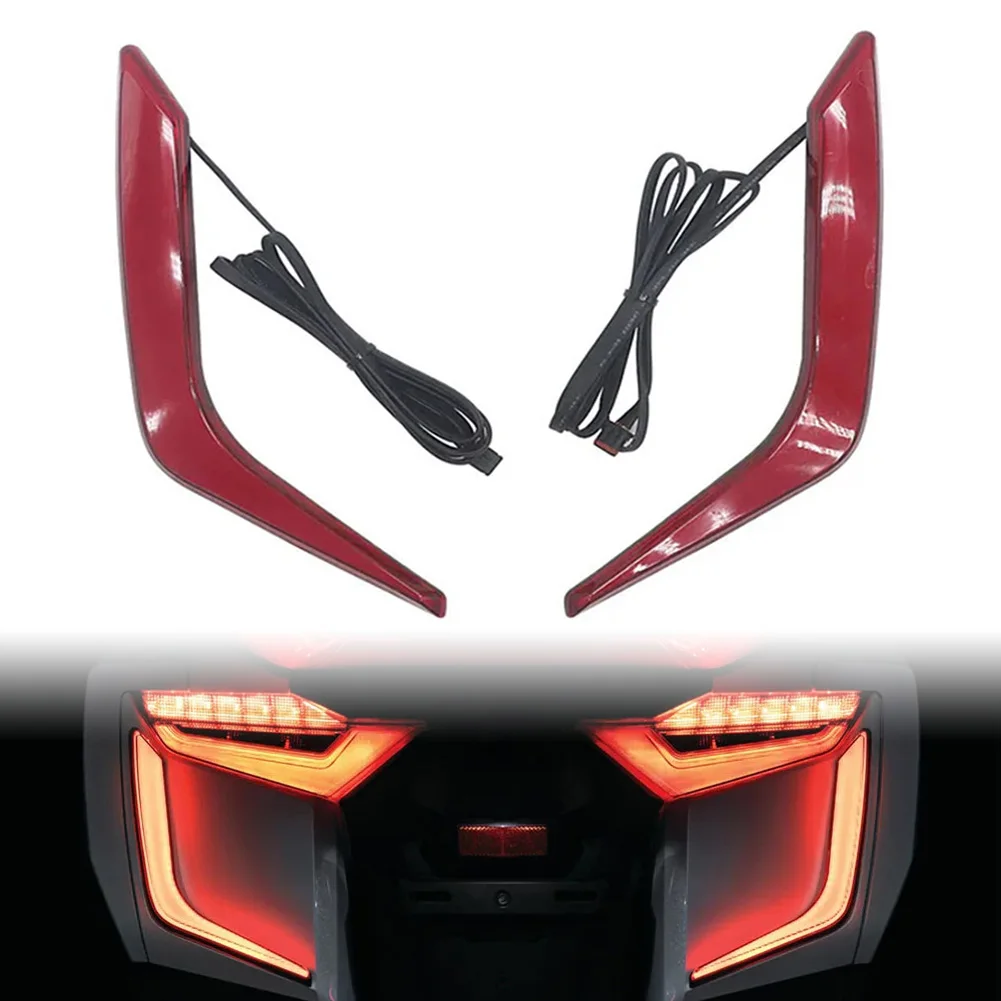 1Pair Red Motorcycle Rear Saddlebag Accents Lights Indicator ABS For Honda Goldwing 1800 GL1800 Gold Wing 2018-up