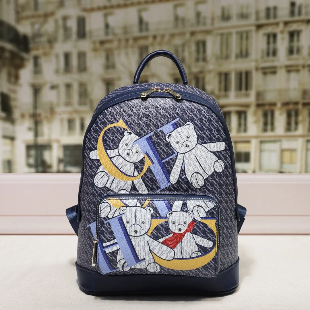 

Cute Bear Print Backpack Women Travel Bag Large Capacity Light Luxury Minimalist College Style Rucksack