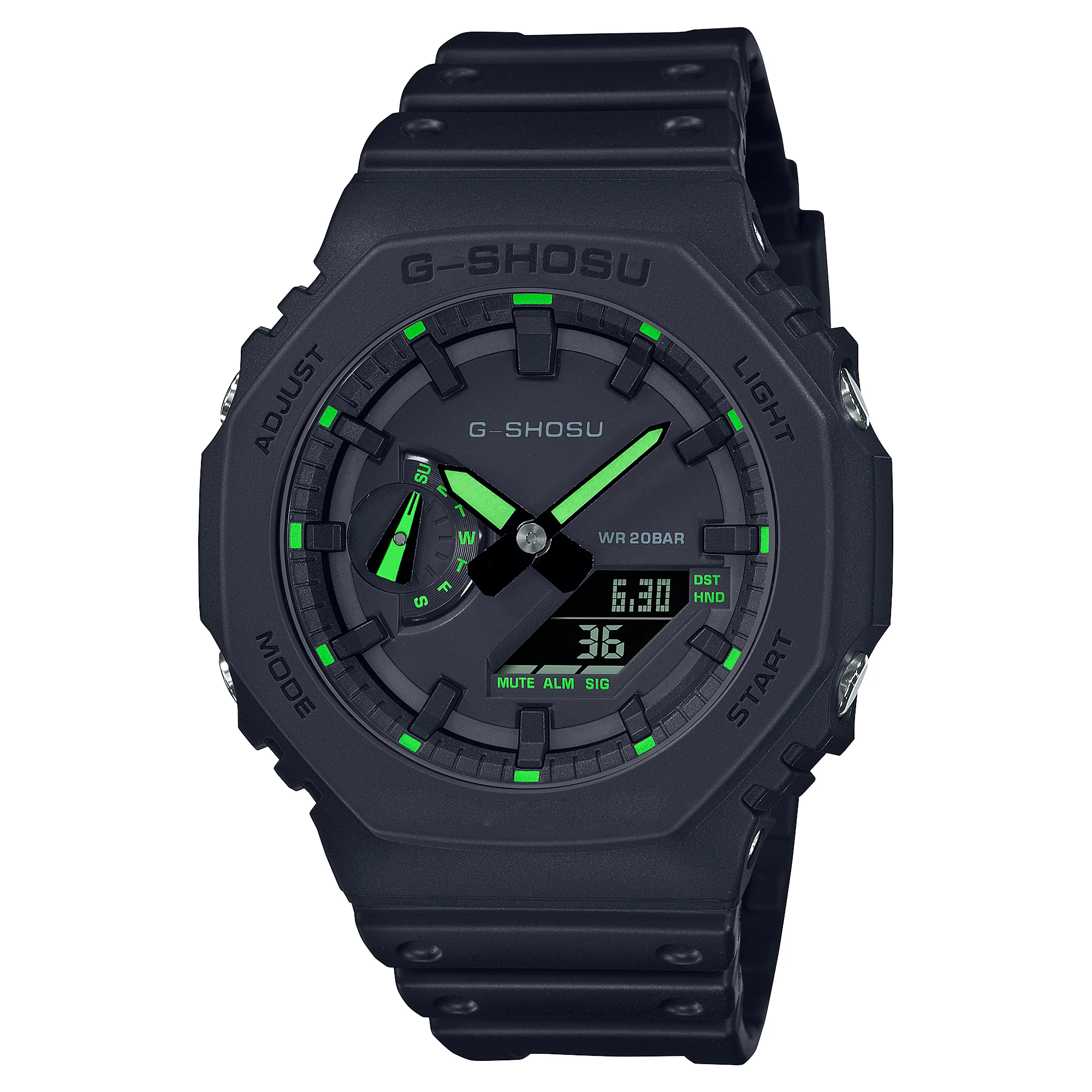 Reloj Digital deportivo para hombre, lámpara LED de elevación manual automática, pantalla Dual, Hora Mundial, serie Oak, 2100