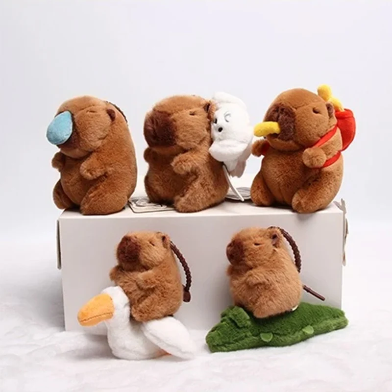 

Cute Capybara Plush Keychain Kawaii Cartoon Bag Pendant Stuffed Animal Creative Pull String Toy Backpack Charm Sweet Girls Gift