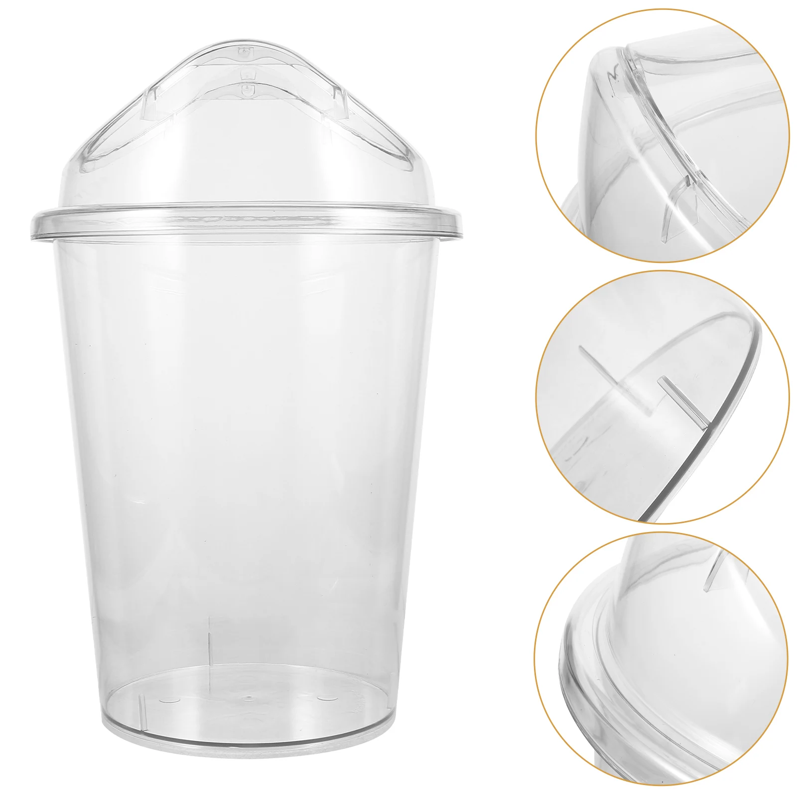 

Large Capacity Round Transparent Lid Garbage Bin Kitchen Bathroom Trash Can Waste Bucket Plastic Household Garbage Can Simple