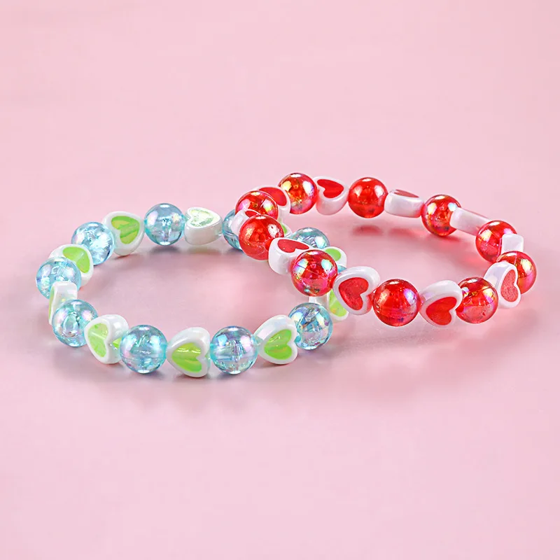 Acrylic Color Love Heart Bracelet For Children Friendship Bracelets For Girls Cute Simple Jewelry Accessories Charms Gift  2022