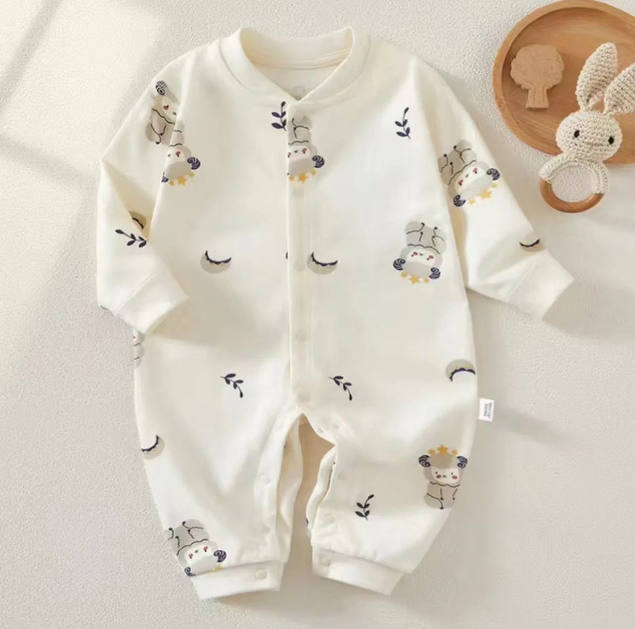 Bellbell Newborn Girls Bodysuits Autumn Floral Printed Infant Babys Girls Rompers Love Bear Toddler Girls Jumpsuits Kids Pajamas