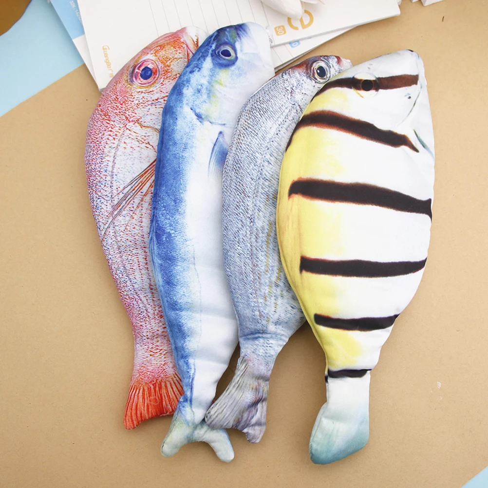 

Simulated Fish Pencil Bag Multifunctional Phone Coin Bag Eco-Friendly Striped Pattern s Students Storage