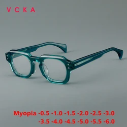 VCKA Classic Retro Anti-Blue Acetate Myopia Adult Glasses Prescription Customized Frames For The Family Square Eyewear -0.5-6.0