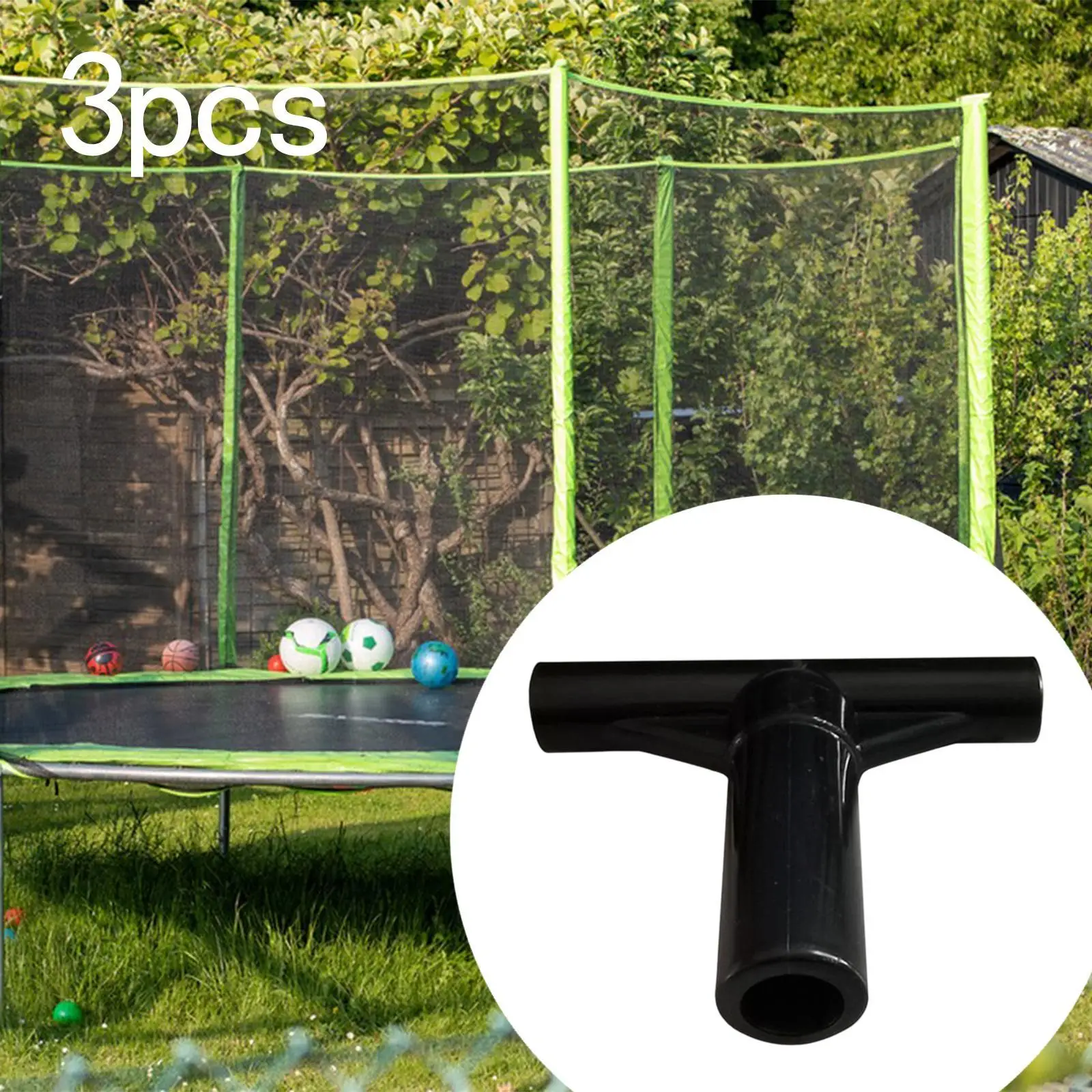 

3 шт., торцевые заглушки для батутных шестов премиум-класса, быстроразъемная крышка для батутных шестов, Т-образная втулка для труб для парка, открытого двора
