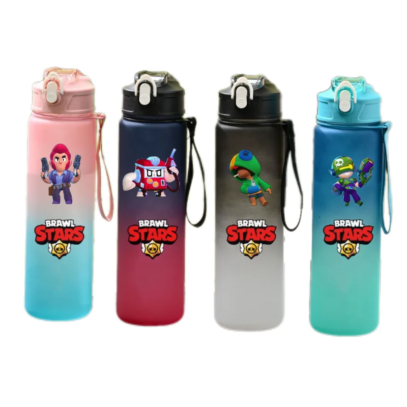 800ML Bidon Brawl Stars Wilderness Anime Frosted Plastic Portable Sports Large Capacity Water Cup Sippy bottle straw