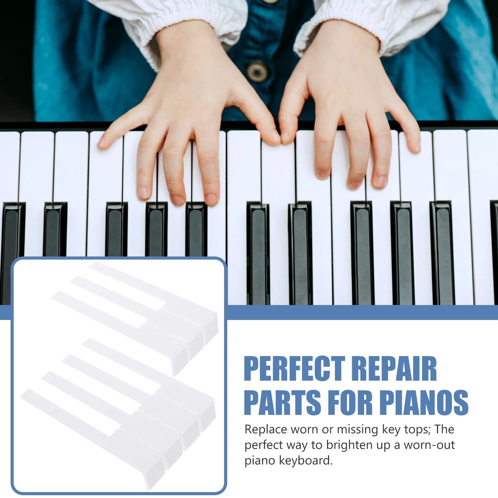 

2Pcs Piano Repairing Keytops Premium Quality Brighten Up Your Wornout Keyboard Musical Instrument Piano Key Repairing Tools
