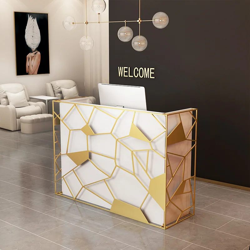 Nordic beauty salon reception desk bar hairdresser barber paint counter creative store small checkout page