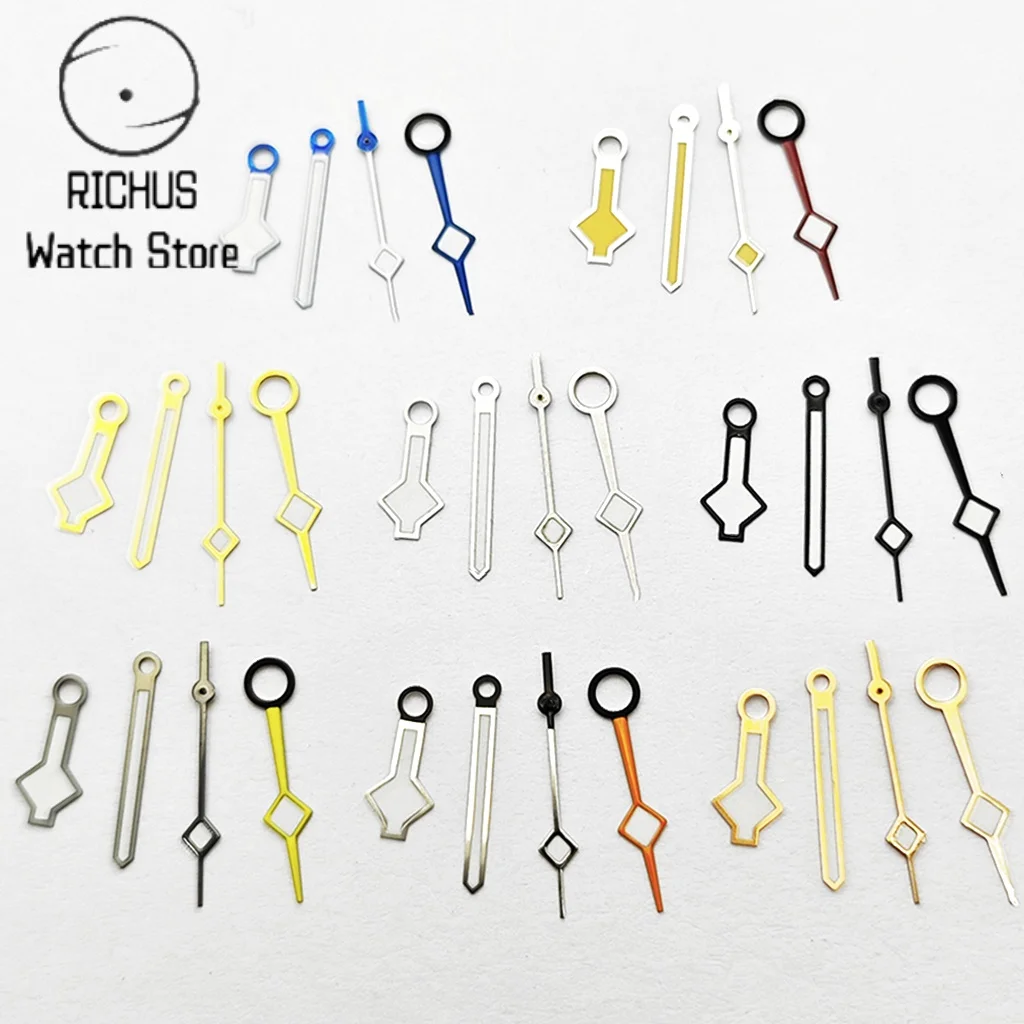 RICHUS NH34 ساعة يد متعددة الألوان الملمس الأخضر مضيئة الأيدي مناسبة ل NH34 ساعة يد تعمل بالحركة الملحقات