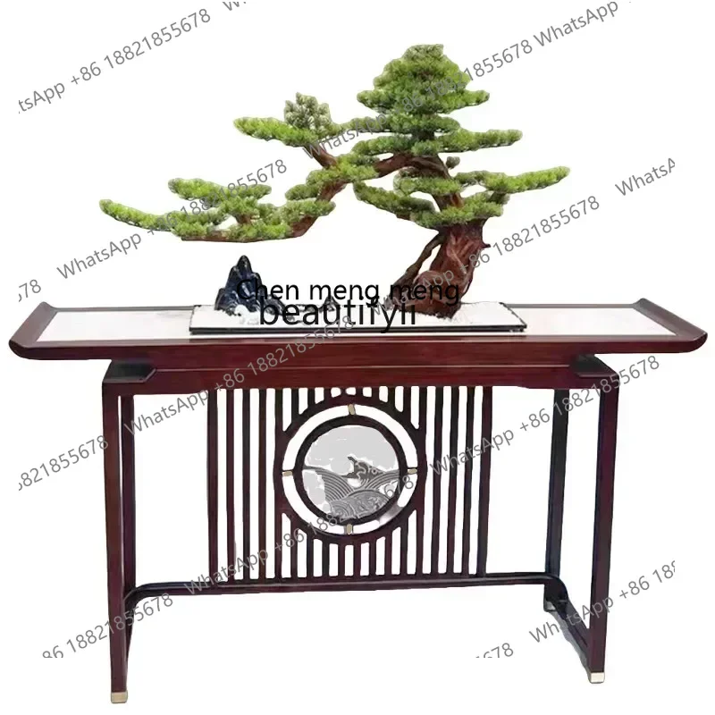 G153  S New Chinese-style entrance table light luxury living room wall view table ebony wood strip slate