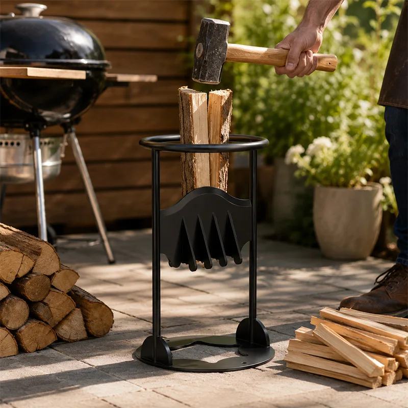 Firewood Kindle Splitter Quick Wood Wedge Splitter Tool Small Firewood Manual Log Splitter for Small Fireplace Wood Stove Black