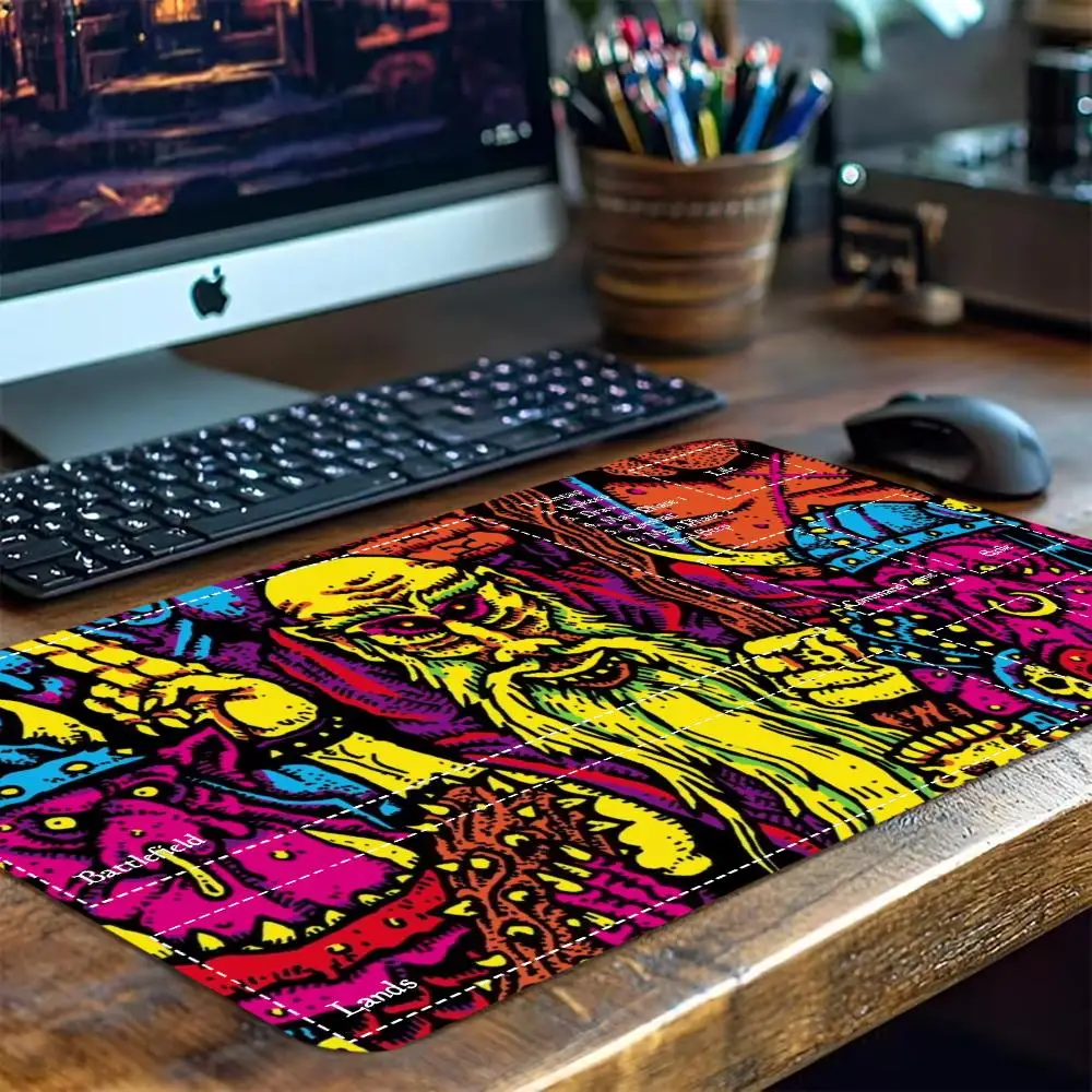Neon Horror Skull Zombie Hand Large Gaming Desk Mat Non Slip Rubber Stitched Keyboard Mouse Pad E-Sport Office Desktop Decor