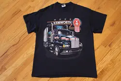 Vintage 80s SSI Kenworth W900 Truck Black T Shirt Size XL 1988 Trucking Trucker long or short sleeves