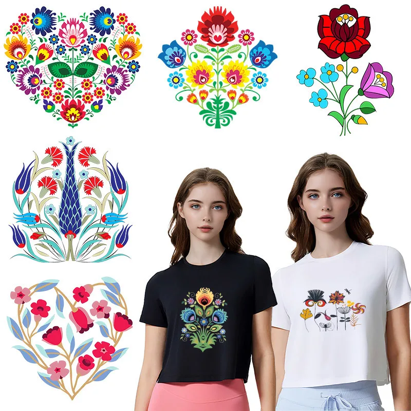 

Flowers and Plants Heat Transfer T-shirt Printing Stickers DIY Decoration Women's Luggage Clothes Fashion Iron On Stickers