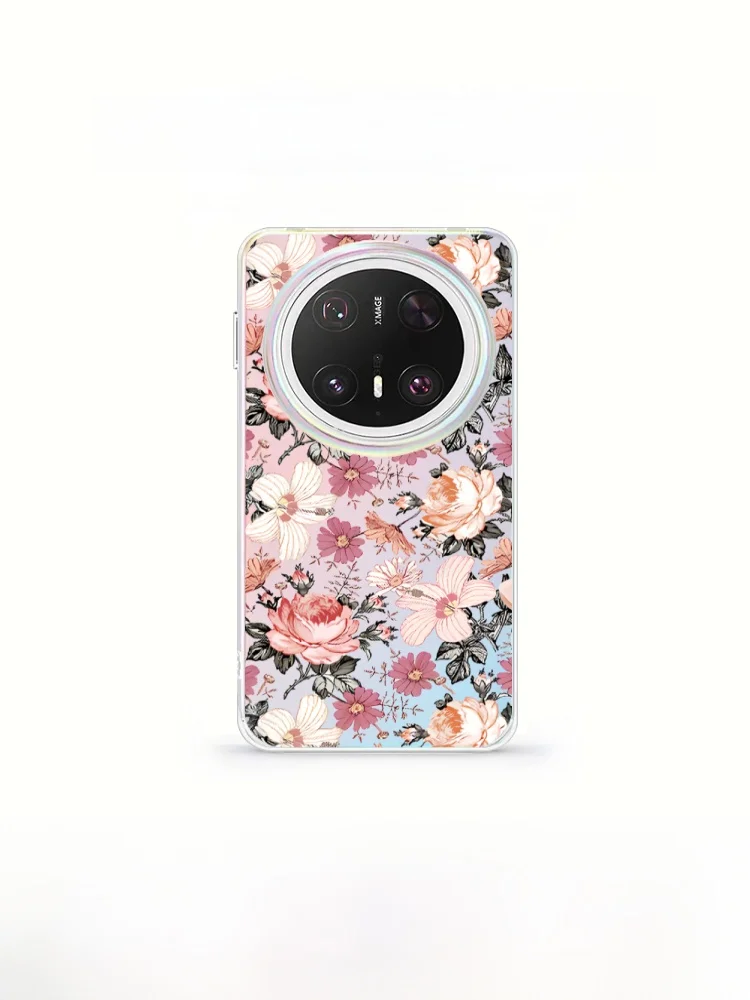 

Jiagradient Laser Pink Flower Mate 70 pro Full Cover Women's Phone Case Creative Anti-Fall Pura70 Unique Small Audience