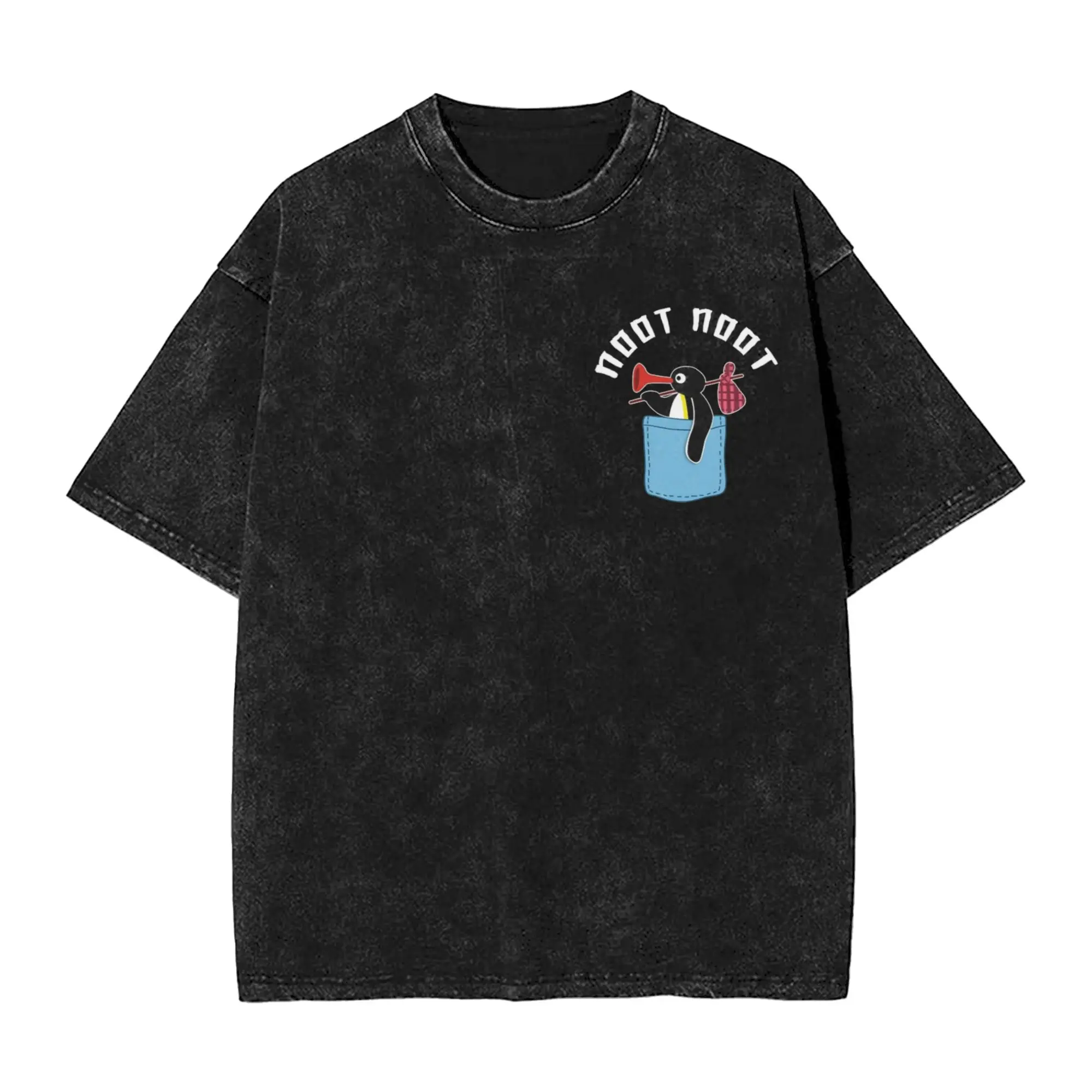 Summer Penguin Noot Noot Pingus Washed T Shirt Merch Harajuku T-Shirt  for Men Women Tee Shirt