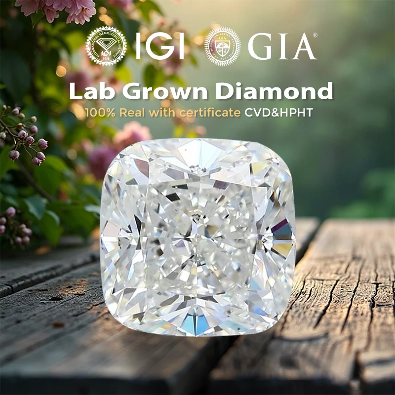 Cushion Cut Lab Grown Diamond D-E VVS Synthetic Diamond HPHT CVD Diamond With IGI GIA Certificate Loose Diamond