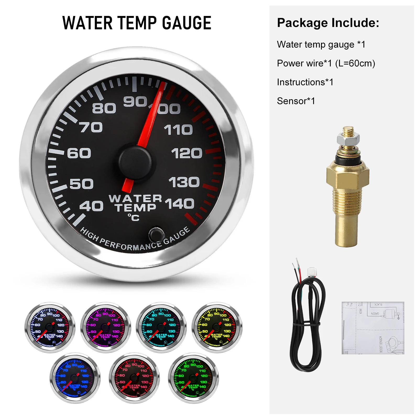 Nieuwe 12 V 52mm 7 Kleuren Auto Boost Watertemperatuur Olietemperatuur Olie Druk Lucht brandstofverhouding Voltmeter EGT toerenteller RPM Gauge