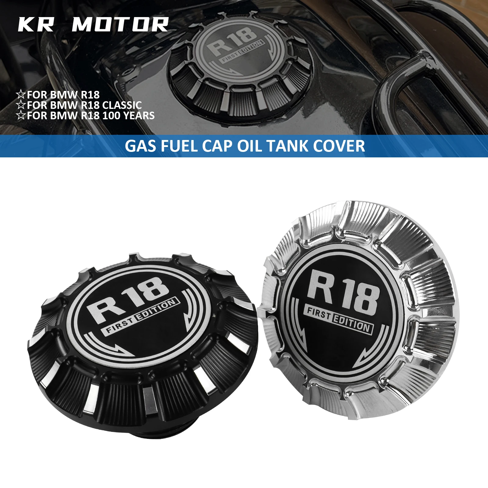 

Motorcycle Gas Fuel Cap Oil Tank Cover Machined Fuel Filler Lid CNC Aluminium Fits For BMW R18 100 Years R18 Classic 2020-2025