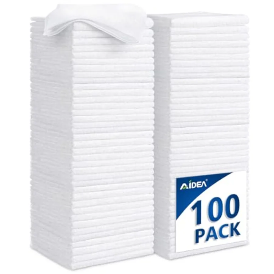 

Highly Absorbent Microfiber Cleaning Cloth in White Size 11.5 in.x 11.5 in. Ideal for Household Cleaning Electronics Glass and