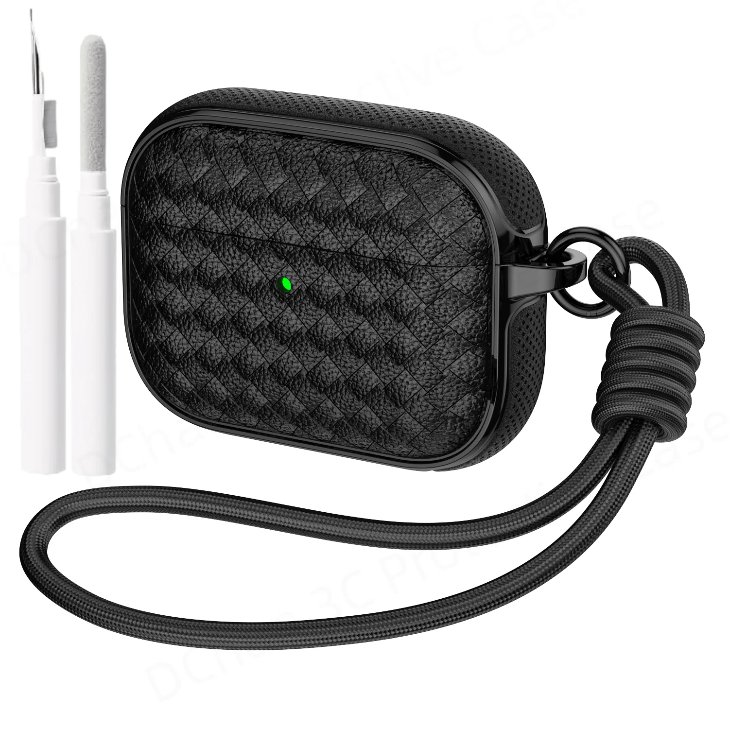 2026 Simpele hoes voor AirPods Pro 3 met geweven patroon, lederen textuur en ringband voor AirPods 4 & AirPod Pro2 Pro Pro3 oordopjes.