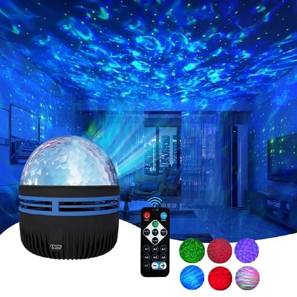 LED Night Light Water Pattern Projection Effect Lamp Children\'s Bedroom Decoration Projection Lamp Birthday Party Decoration