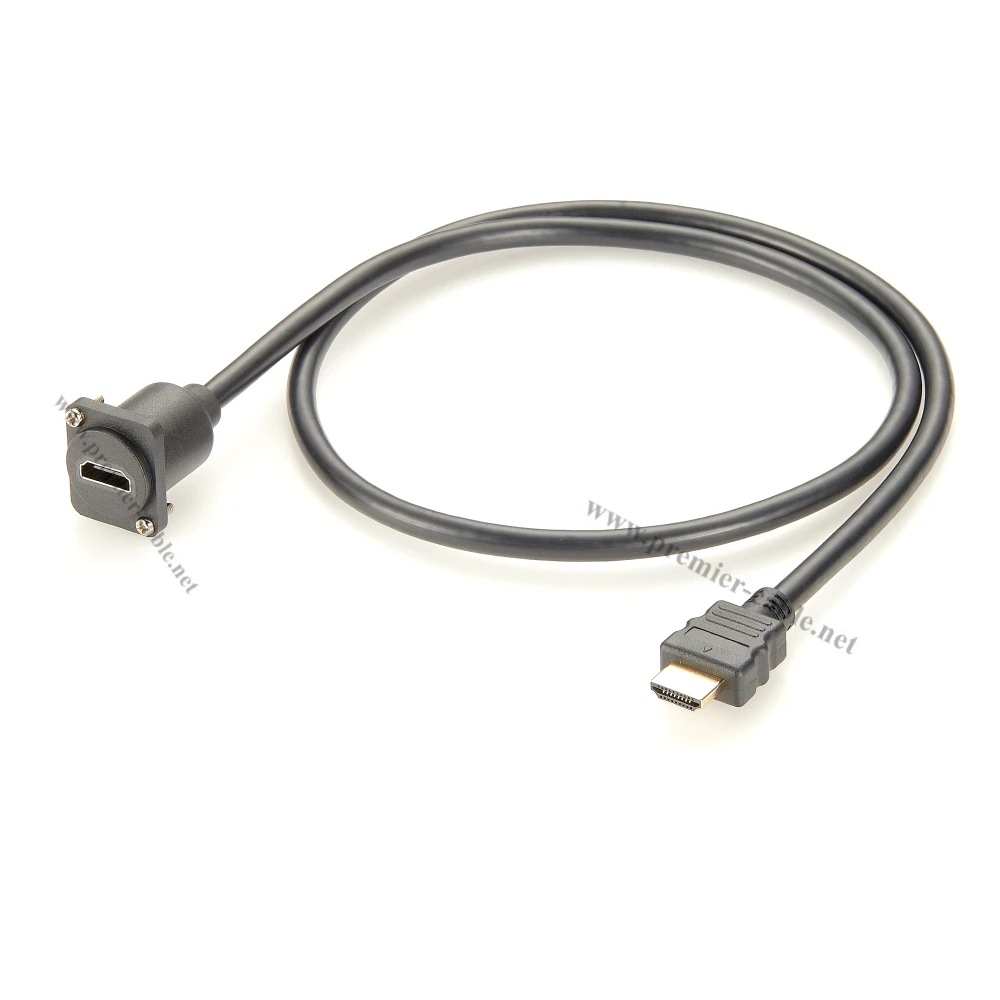 D Type HDMI 1.4 Flange Chassis Panel Mount Converter Cable 4K@30Hz Male to Female Extension Cable for Car Boat Projector