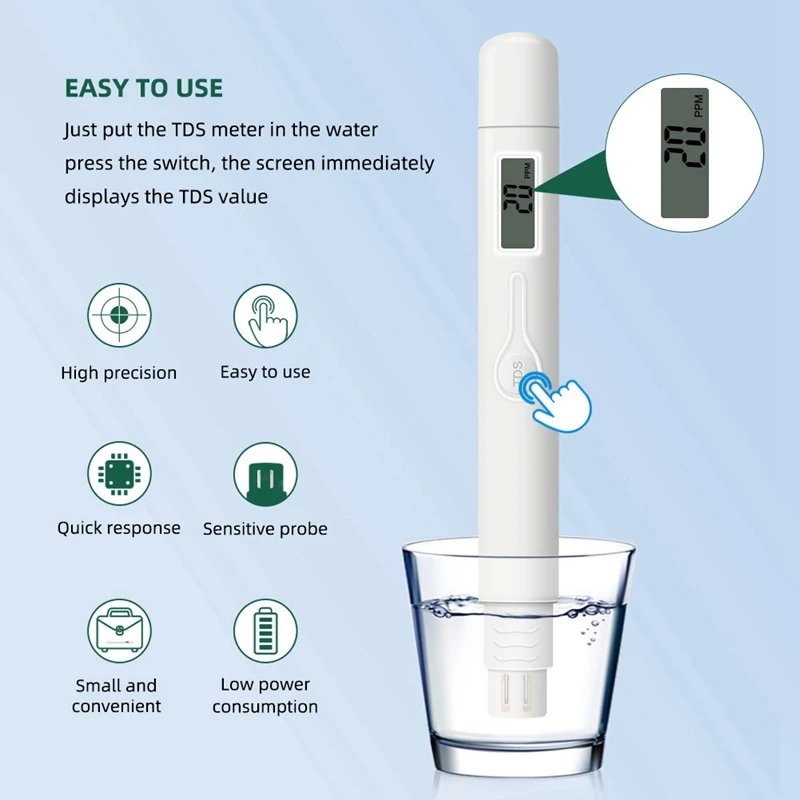 TDS Meter0-9990Ppm Digital Water Quality Purity Tester Testing Pen Measure Monitor For Laboratory Aquarium Swimming Pool