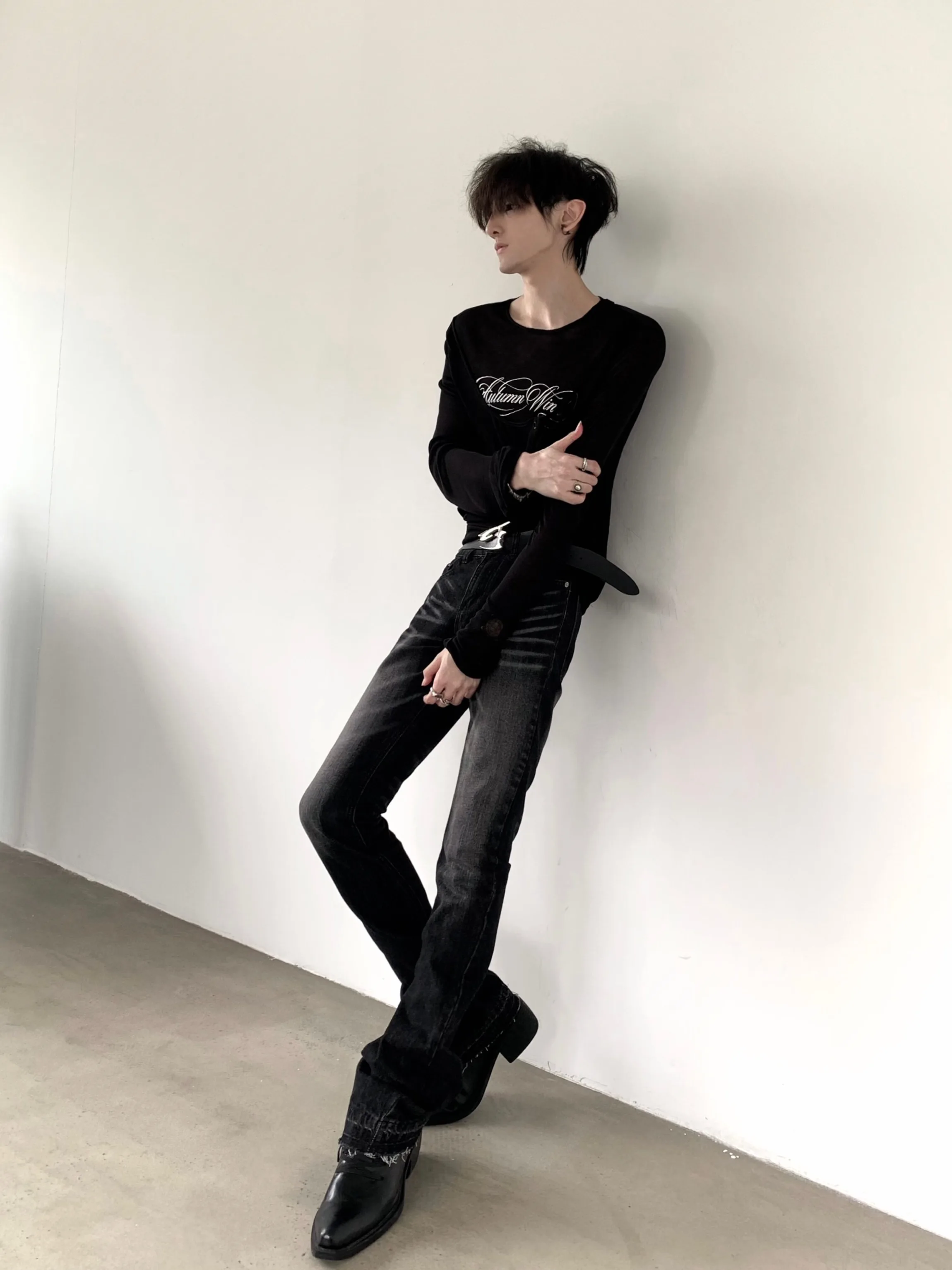 Y2K Autumn Mountain Wind Lightweight Knitted T-Shirt Men's Visual Series Semi-Transparent Mesh Cover up Street Style Long Sle...