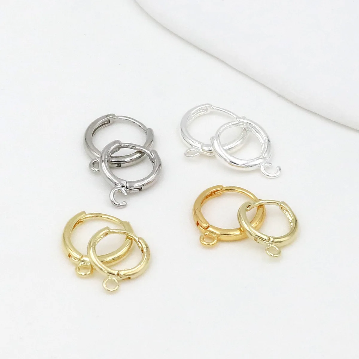 2/4/8Pairs 12/14MM 18K Gold Plated Earrings Hoops Accessories Lever Earring Hooks Wire Settings Base Earrings Hoops For Jewelry