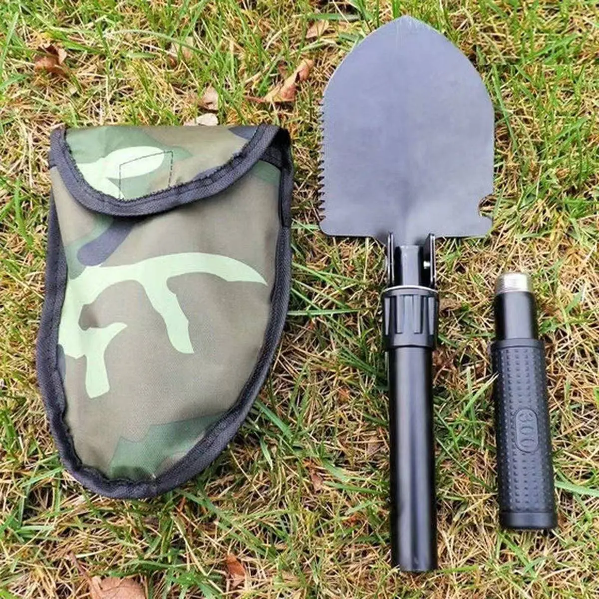 ABZT Gardening Folding Shovel Camping Shovel Survival Gear Entrenching Tool with Carrying Pouch Metal Handle