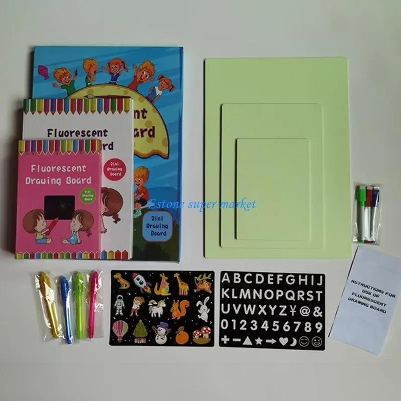 090B almohadilla escritura con luz fluorescente, tablero pintura dibujo para niños, juguetes educativos para