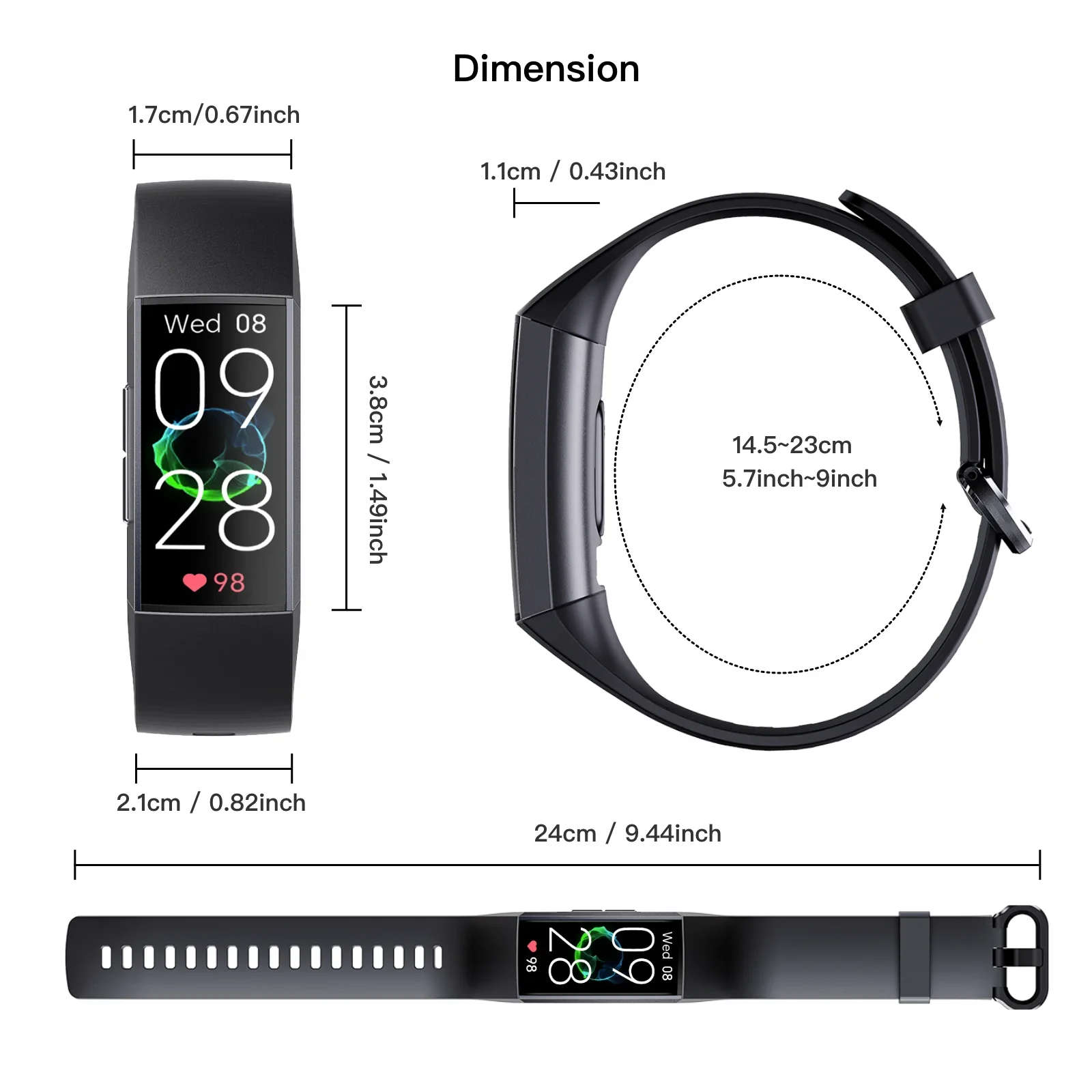 C81 Waterproof Smart Wristband Multi Sport Modes Fitness Bracelet Heart Rate Monitor Smart Band for Daily Exercise