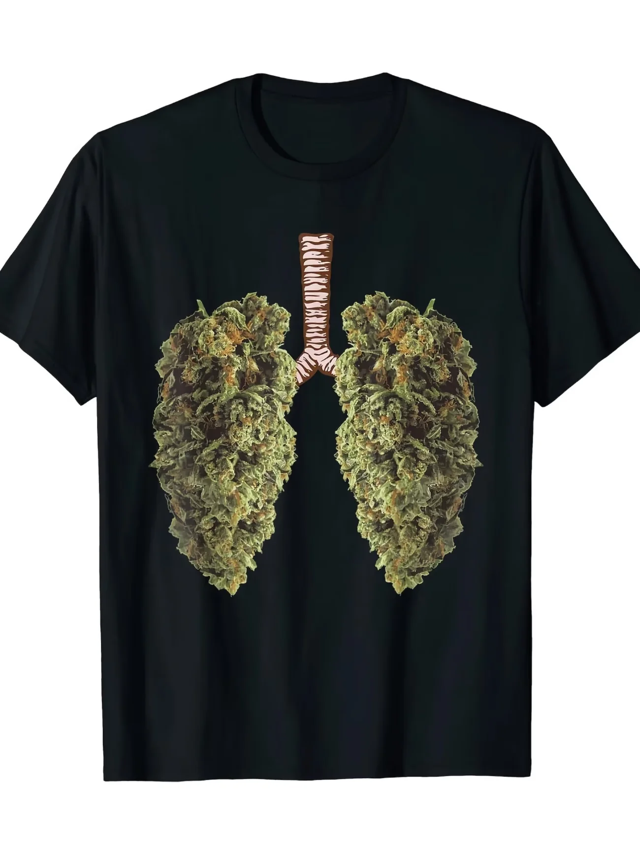 Men's Graphic T-Shirt Fun Weed Lung Print Crew Neck, Short Sleeve Casual Fashion Tee for Casual Attire Ironic Art Aesthetic Tops
