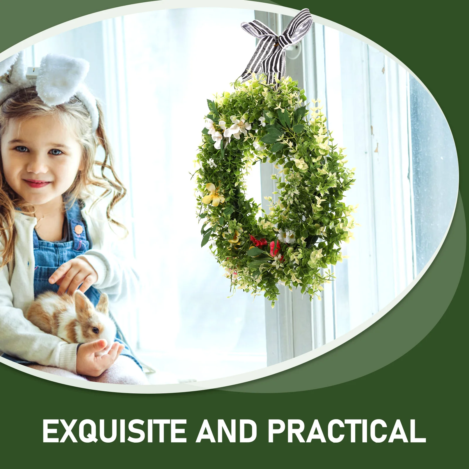 

Simulated Green Plant Wreath Artificial Eucalyptus Front Door Spring for Hanging Wreaths Household Plastic Leaf Decorations