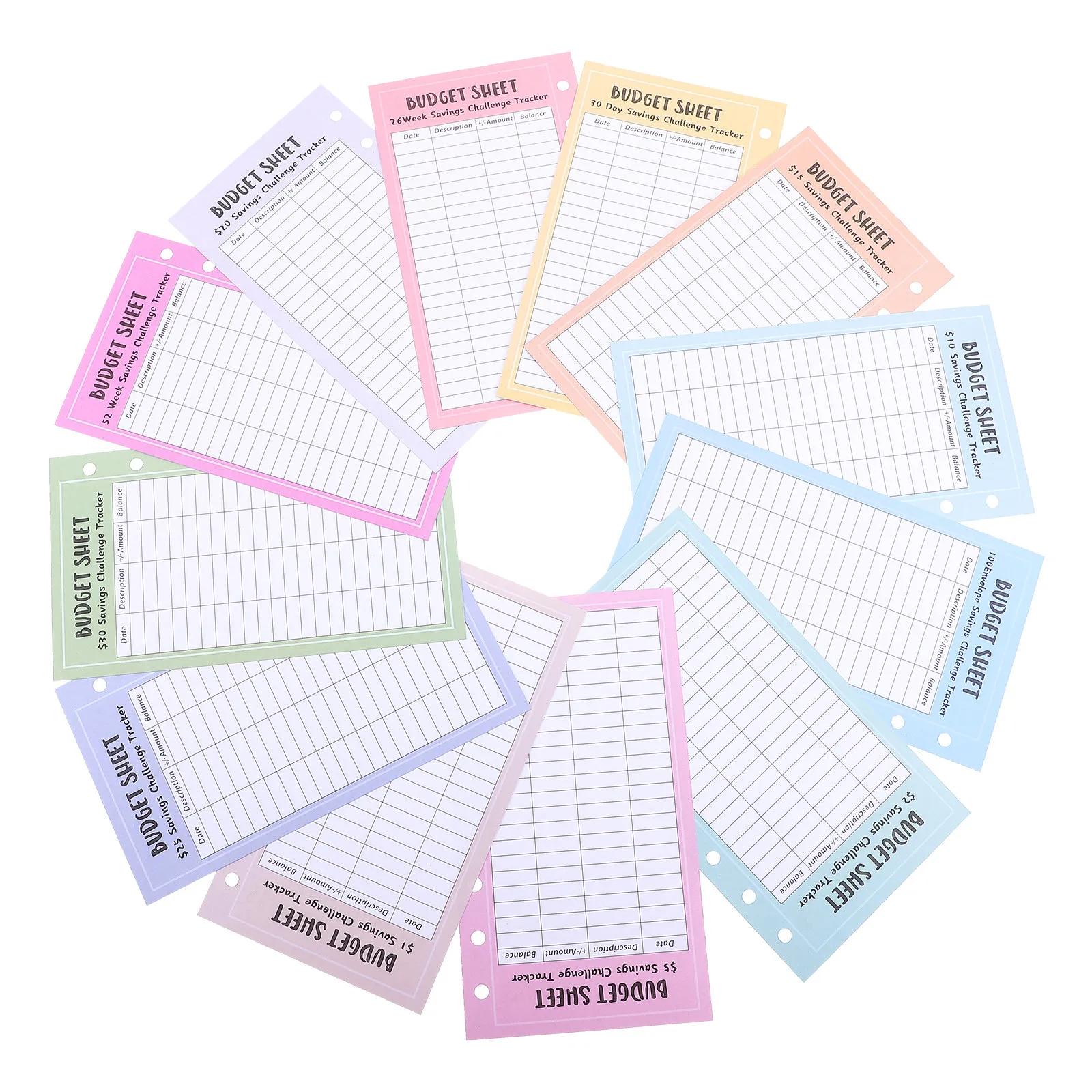 48Sheets A6 Savings Challenge Sheets 6-Ring Compatible Portable Finance Tracker Paper for Budgeting Money Saving Goals view 5