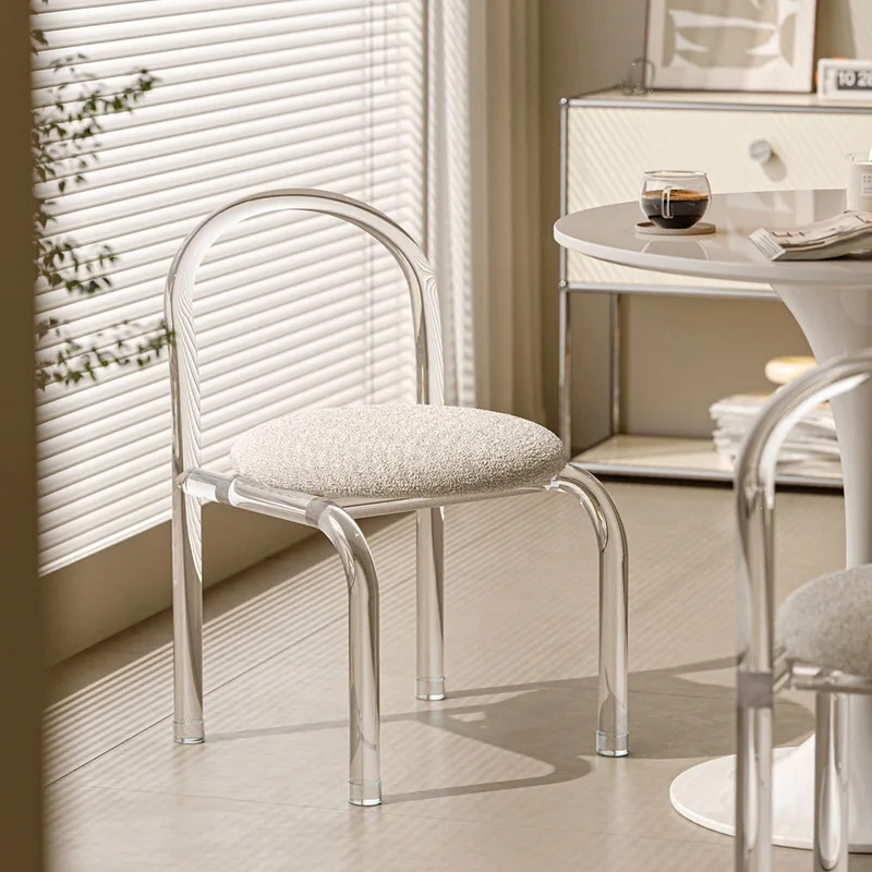 

Nordic simple bedroom makeup acrylic transparent casual home backrest dining chair dressing stool