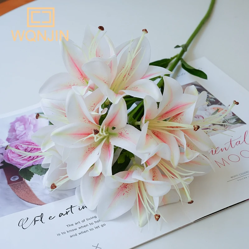 1 Stück, simulierte Seide 10 Köpfe lange Lilie, Heim hochzeits bühnen dekoration, Blumen arrangement, passende Materialien, Fotografie Requisiten – Detail 13