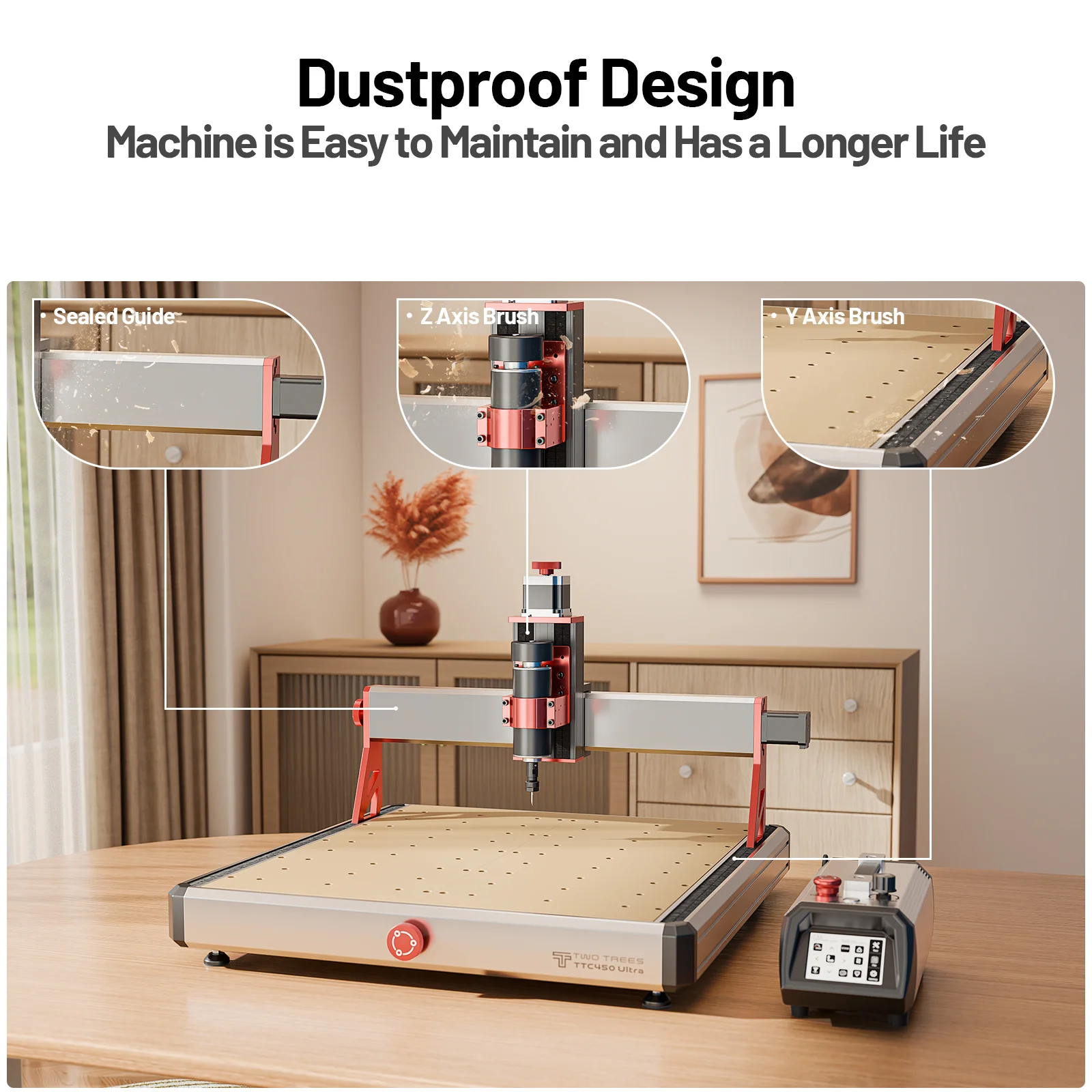 TWOTREES TTC450 Ultra CNC Router, 500W Spindle 12K RPM, Laser Engraver Cutter for Wood Metal Aluminum MDF Acrylic 460x460x100mm