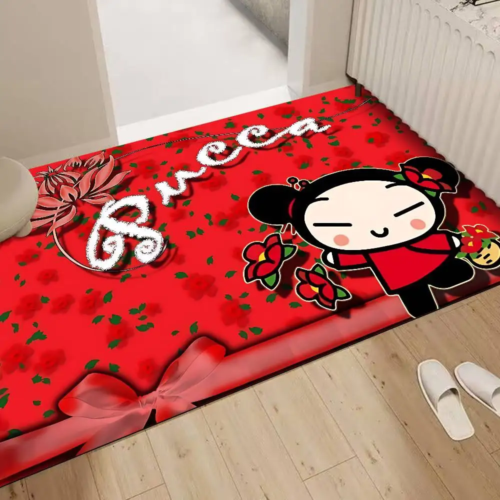 P-Pucca Cartoon Floor Mat Nordic Style Home Doormat Bathroom-Toilet Mats Bedroom Hotel Decor Mat
