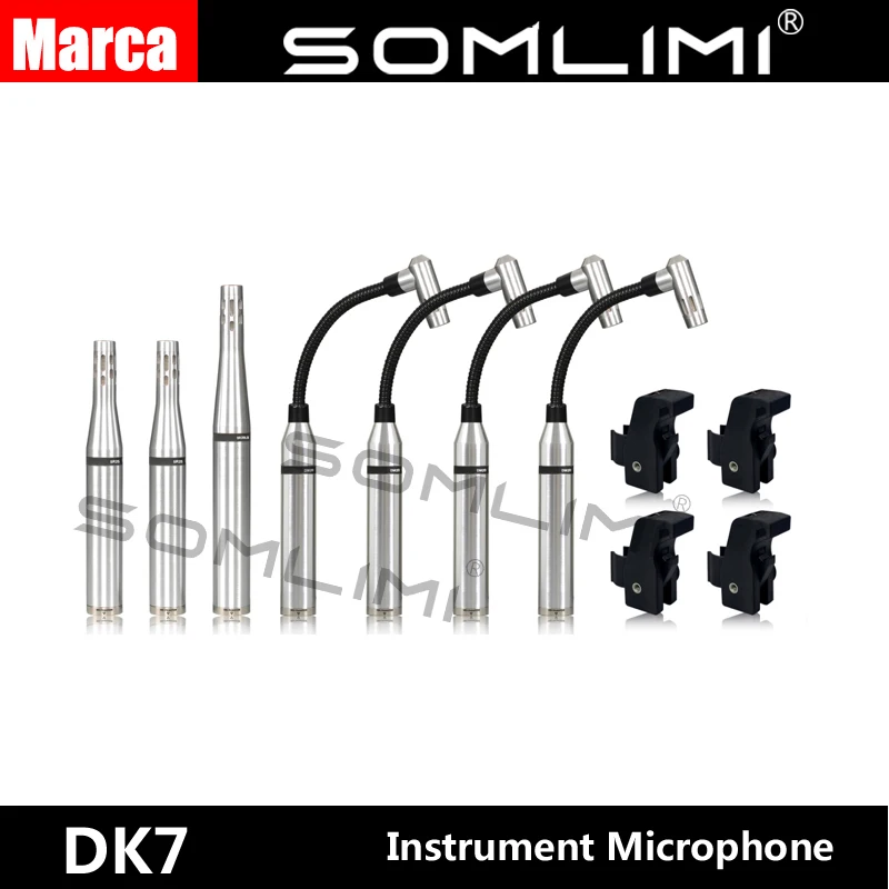 

SOMLIMI Condenser drum kit microphone Silver metal instrument mic SR20LS 4*DM20 SR25