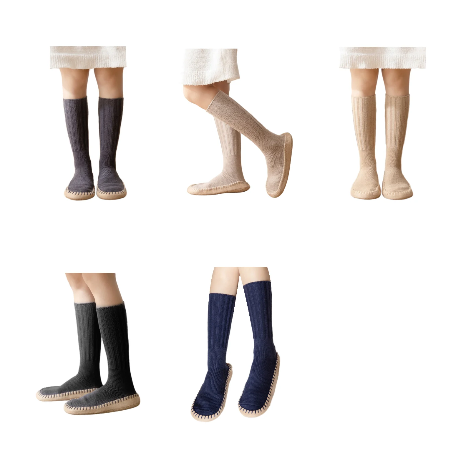 Winter floor socks and snow socks 5 pairs set (dark grey/dark coffee/light coffee/black/dark blue)