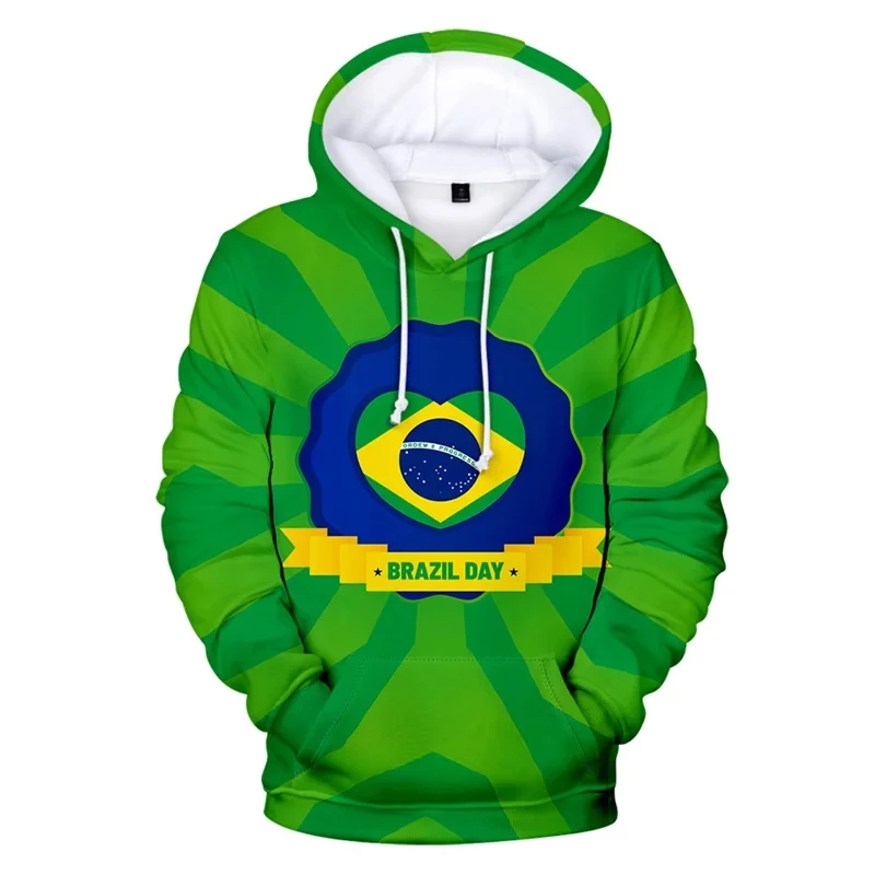 3D Printed Brazil Independence Day Hoodie For Men Women Casual Long Sleeves Pullovers Sweatshirt Mens Oversized Tops Clothes